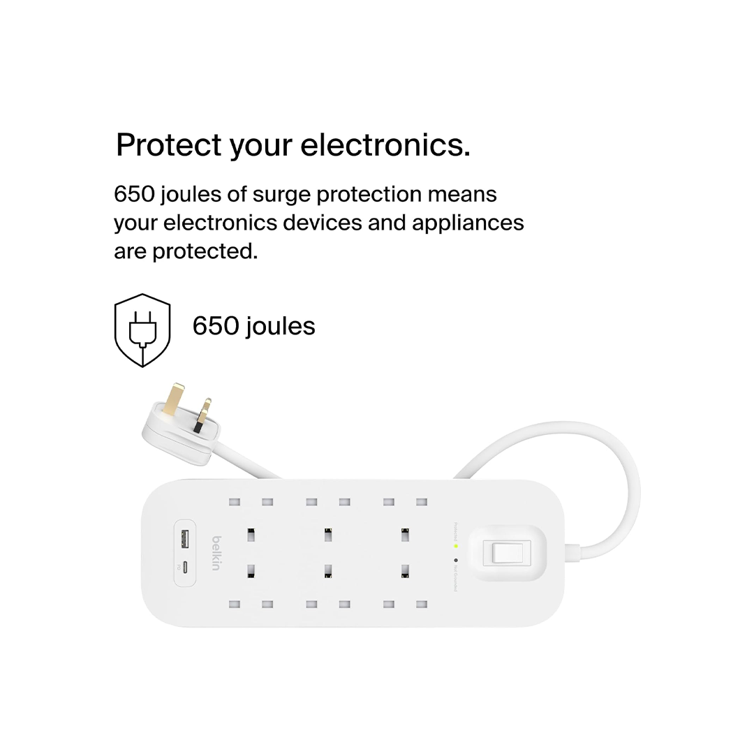Belkin 6 Way Extension Strip 18W Belkin 6 Way Extension Strip 18W